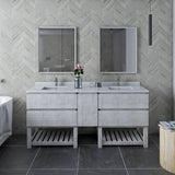 Fresca Formosa Modern 72" Rustic White Freestanding Open Bottom Double Sink Bathroom Vanity | FCB31-301230RWH-FS-CWH-U