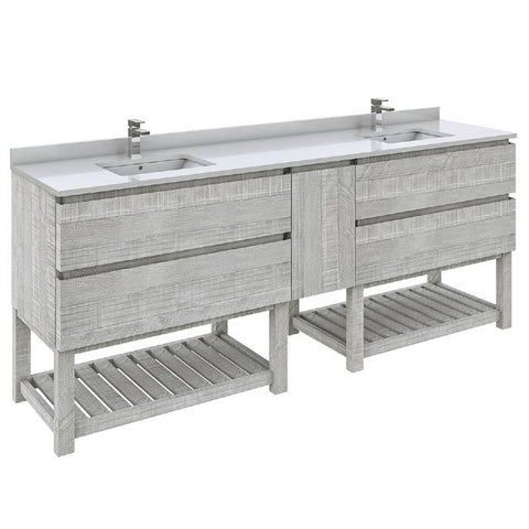Fresca Formosa Modern 82" Ash Floor Standing Open Bottom Double Sink Bathroom Base Cabinet | FCB31-361236ASH-FS