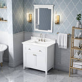 Jeffrey Alexander Chatham Traditional 36" White Single Sink Vanity w/ Calacatta Vienna Quartz Top | VKITCHA36WHCQR