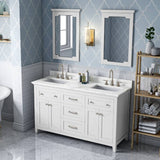 Jeffrey Alexander Chatham Traditional 60" White Double Sink Vanity w/ Calacatta Vienna Quartz Top | VKITCHA60WHCQR