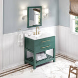 Jeffrey Alexander Wavecrest Contemporary 36" Forest Green Single Sink Vanity w/ Calacatta Vienna Quartz Top | VKITWAV36GNCQR