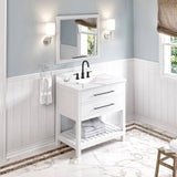 Jeffrey Alexander Wavecrest Contemporary 36" White Single Sink Vanity w/ Calacatta Vienna Quartz Top | VKITWAV36WHCQR