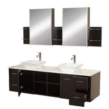 Avara 72" Espresso Double Bathroom Vanity Set with Mirror WCS007SH72ESGRD28WH