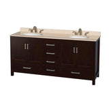 Wyndham Collection Sheffield 72" Double Bathroom Vanity with Oval Sinks