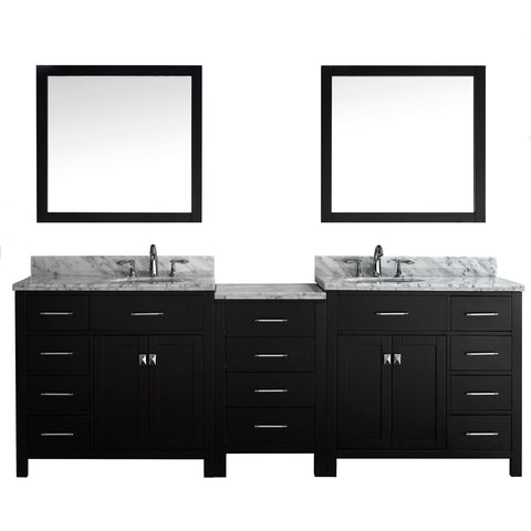 Virtu USA Caroline Parkway 93" Double Bathroom Vanity with Marble Top