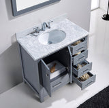 Virtu USA Caroline Avenue 36" Single Bathroom Vanity in Cashmere Grey with Marble Top and Square Sink