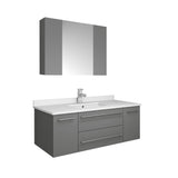 Lucera 42" Gray Modern Wall Hung Undermount Sink Bathroom Vanity Set