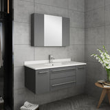 Lucera 42" Gray Modern Wall Hung Undermount Sink Bathroom Vanity Set
