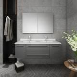 Lucera 48" Gray Modern Double Undermount Sink Bathroom Vanity Set