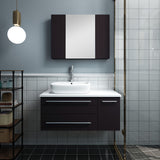 Lucera 36" Espresso Modern Wall Hung Vessel Sink Bathroom Vanity Set - Left Offset