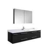 Lucera 60" Espresso Modern Single Undermount Sink Bathroom Vanity Set