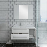 Lucera 36" White Modern Wall Hung Undermount Sink Vanity Set- Left Offset