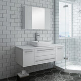 Lucera 48" White Modern Single Vessel Sink Bathroom Vanity Set