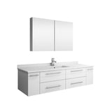 Lucera 60" White Modern Single Undermount Sink Bathroom Vanity Set