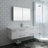 Lucera 60" White Modern Single Undermount Sink Bathroom Vanity Set