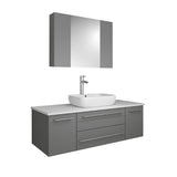 Lucera 48" Gray Modern Single Vessel Sink Bathroom Vanity Set