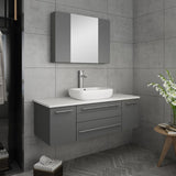 Lucera 48" Gray Modern Single Vessel Sink Bathroom Vanity Set