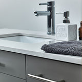 Lucera 36" Gray Modern Wall Hung Undermount Sink Vanity Set- Left Offset
