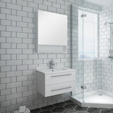 Lucera 24" White Modern Wall Hung Undermount Sink Vanity w/ Medicine Cabinet