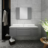 Lucera 48" Gray Modern Single Undermount Sink Bathroom Vanity Set