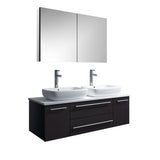 Lucera 48" Espresso Modern Double Vessel Sink Bathroom Vanity Set