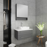 Lucera 30" Gray Modern Wall Hung Vessel Sink Vanity w/ Medicine Cabinet