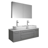 Lucera 48" Gray Modern Double Vessel Sink Bathroom Vanity Set