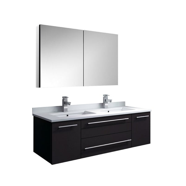 Lucera 48" Espresso Modern Double Undermount Sink Bathroom Vanity Set