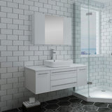 Lucera 42" White Modern Wall Hung Vessel Sink Modern Bathroom Vanity Set