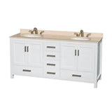 Wyndham Collection Sheffield 72" Double Bathroom Vanity with Oval Sinks