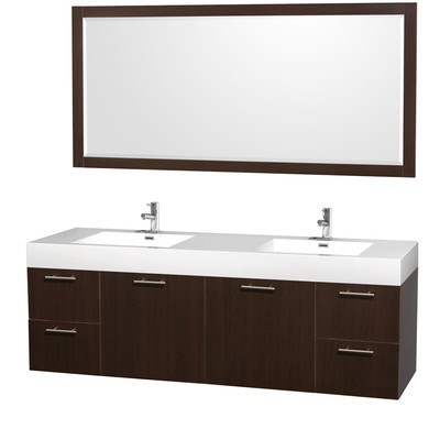 Wyndham Collection Amare 72" Double Bathroom Vanity Set with Mirror WCR410072GOAR