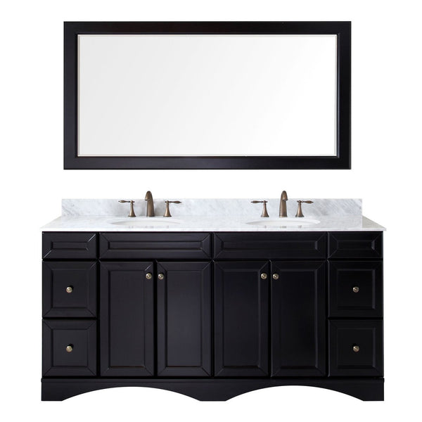 Talisa 72" Double Bathroom Vanity in Espresso with Marble Top & Round Sink