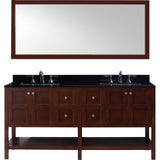 Winterfell 72" Double Bathroom Vanity in Cherry w/ Granite Top & Square Sink