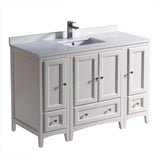 Fresca Oxford 48" Antique White Traditional Bathroom Cabinets w/ Top & Sink