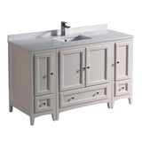 Fresca Oxford 54" Antique White Traditional Bathroom Cabinets w/ Top & Sink