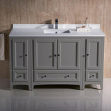 Fresca Oxford 54" Gray Traditional Bathroom Cabinets w/ Top & Sink