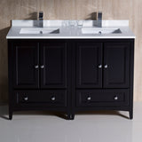 Fresca Oxford 48" Traditional Double Sink Bathroom Cabinets w/ Top & Sinks