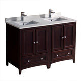 Fresca Oxford 48" Mahogany Traditional Double Sink Bathroom Cabinets w/ Tops