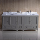 Fresca Oxford 72" Gray Traditional Double Sink Bathroom Cabinets