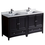 Fresca Oxford 60" Traditional Double Sink Bathroom Cabinets w/ Top & Sinks