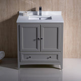 Fresca Oxford 30" Gray Traditional Bathroom Cabinet w/ Top & Sink