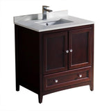 Fresca Oxford 30" Mahogany Traditional Bathroom Cabinet w/ Top & Sink