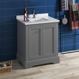 Fresca Windsor 30" Gray Textured Traditional Bathroom Cabinet w/ Top  Sink | FCB2430GRV-CWH-U