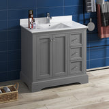 Fresca Windsor 36" Gray Textured Traditional Bathroom Cabinet w/ Top  Sink | FCB2436GRV-CWH-U