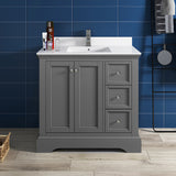 Fresca Windsor 36" Gray Textured Traditional Bathroom Cabinet w/ Top  Sink | FCB2436GRV-CWH-U