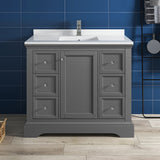 Fresca Windsor 40" Gray Textured Traditional Bathroom Cabinet w/ Top  Sink | FCB2440GRV-CWH-U
