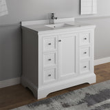 Fresca Windsor 40" Matte White Traditional Bathroom Cabinet w/ Top  Sink | FCB2440WHM-CWH-U