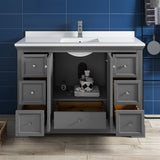 Fresca Windsor 48" Gray Textured Traditional Bathroom Cabinet w/ Top  Sink | FCB2448GRV-CWH-U