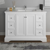 Fresca Windsor 48" Matte White Traditional Bathroom Cabinet w/ Top  Sink | FCB2448WHM-CWH-U
