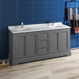 Fresca Windsor 72" Gray Textured Traditional Double Sink Bathroom Cabinet w/ Top  Sinks | FCB2472GRV-CWH-U